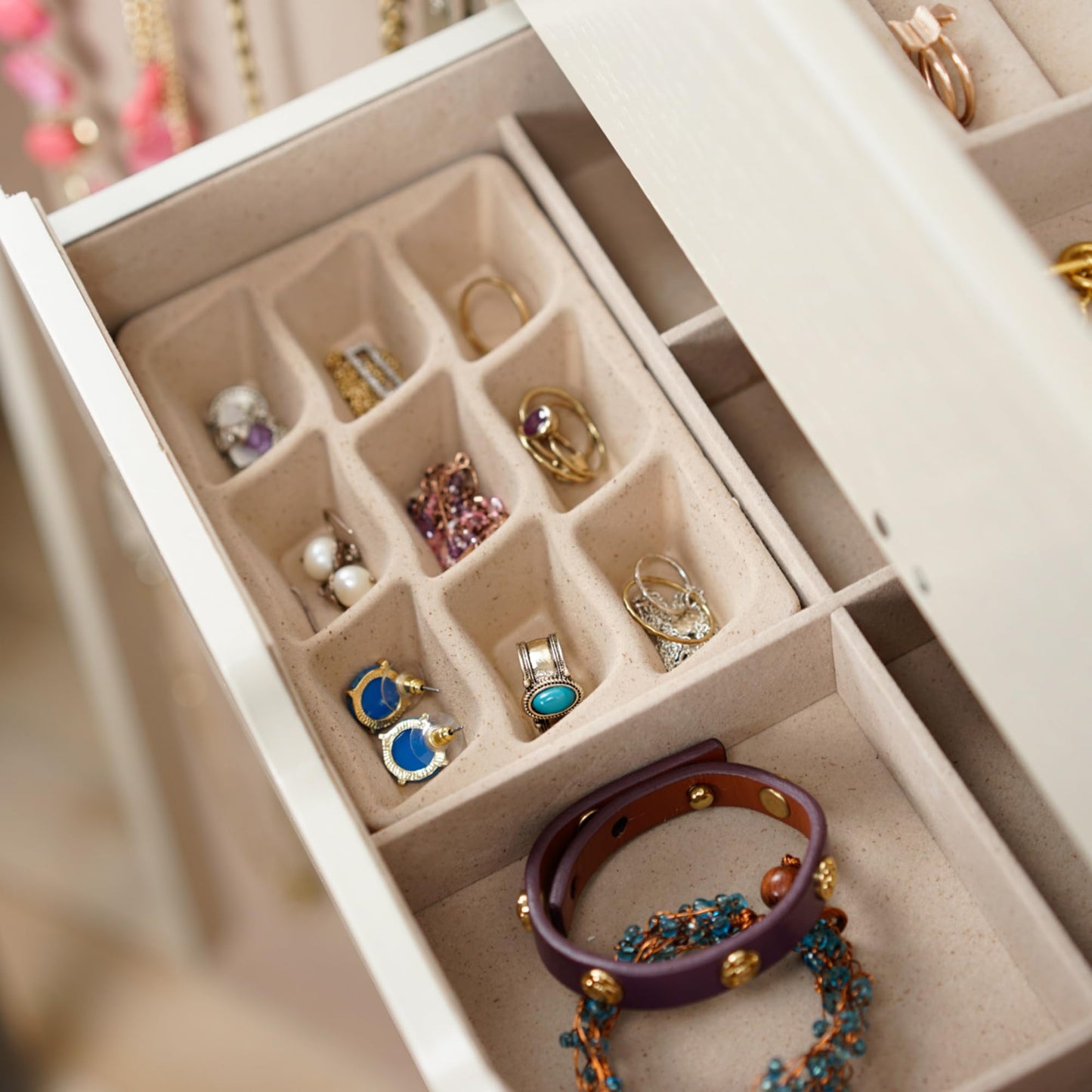 Hives and Honey Chelsea Jewelry Armoire, Taupe Mist