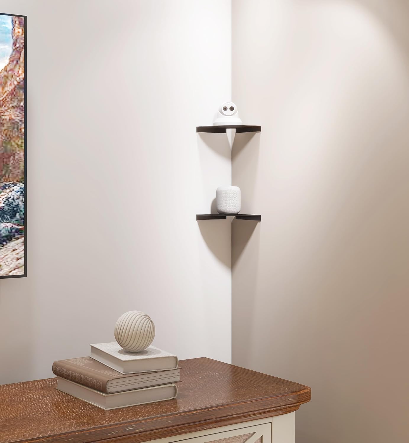 YUjieSTC 6 Inch 3.0mm Corner Shelf - Heavy Duty Aluminum Alloy Wall Mounted Floating Shelf for Bathroom, Kitchen