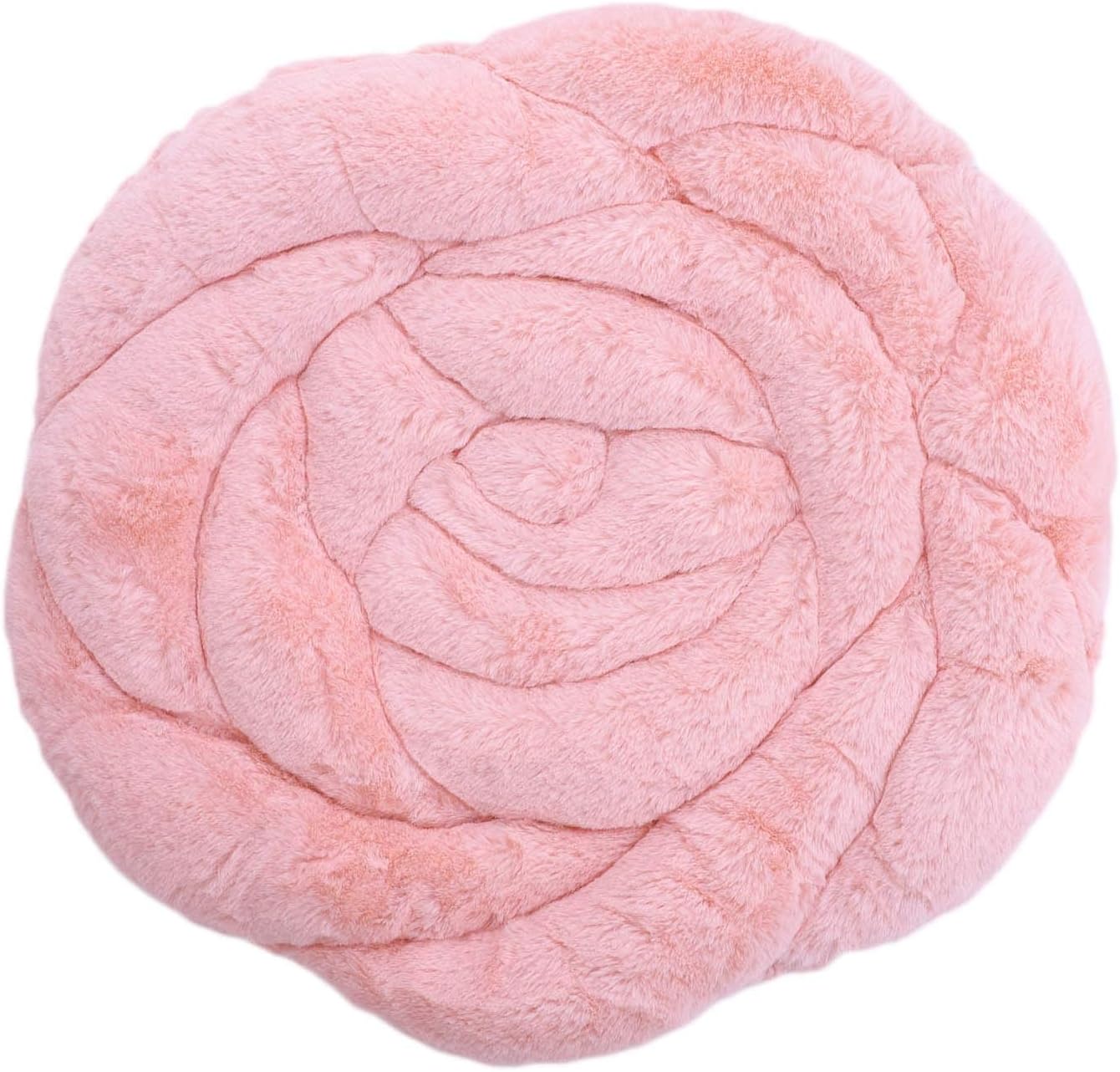 Chic Rose Flower Chair Pad, Soft Faux Fur Cushion for Dining Chairs, No Slip Floor Pillow, Home Decor, Pink
