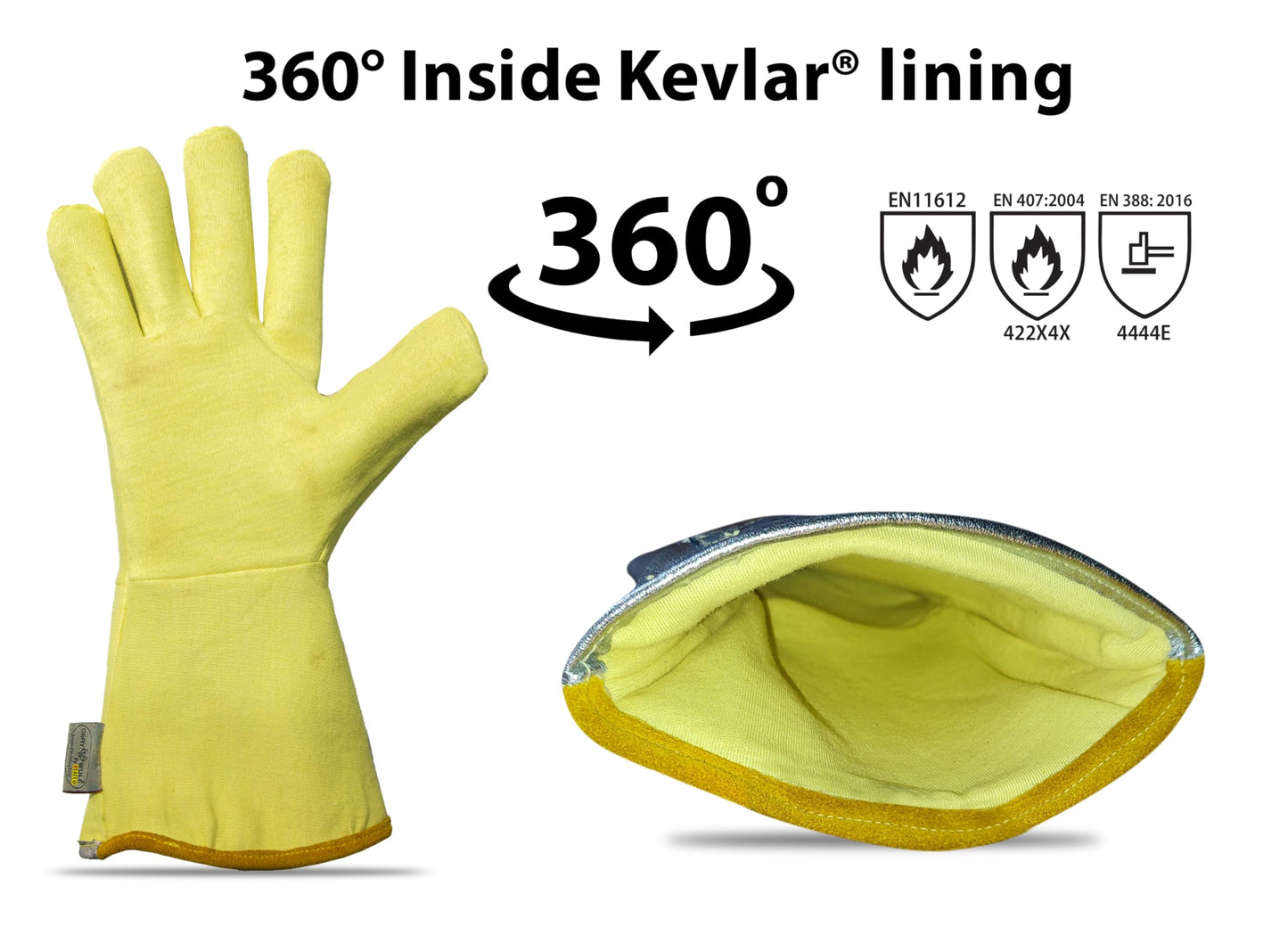 SpecxArmor® Graywolf® Kevlar Aluminized Heat Resistant Welding Glove/Large/1472°F │Fire Gloves│Kevlar Gloves│High Heat │Foundry glove│
