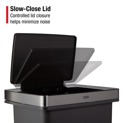 Rubbermaid Premier High-Capacity Step-On Trash Can, 19 Gallon, Single or Dual Stream Trash or Recycling, Charcoal, Stainless-Steel Rim, Lid Lock, Quiet Lid, for Home/Kitchen/Garage/Apartment