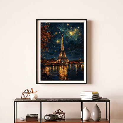 BYGFHLYW 5D Diamond Painting Kits for Adults, Landscape Eiffel Tower Diamond Art Kits for Adults Beginner, DIY Full Drill Diamond Dot Gem Painting for Home Wall Decor 12x16inch