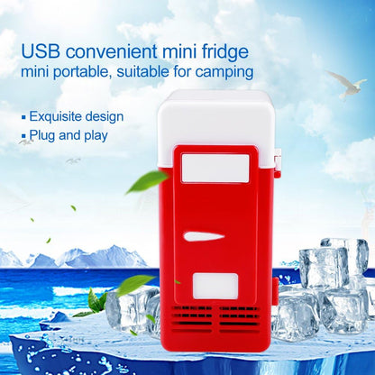 Mini USB Fridge - LED USB Refrigerator, Portable Compact for Drinks, Beverage Cans, Home, Office, Car (Red)
