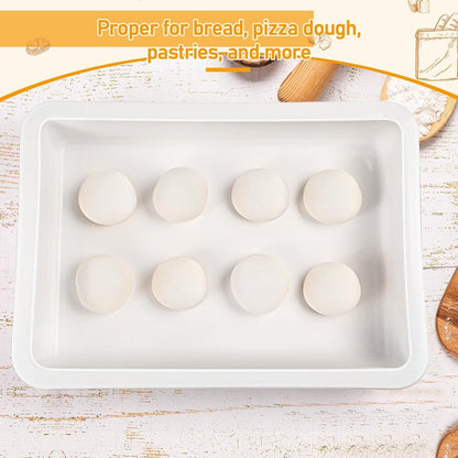 Suzile 4 Pcs Pizza Dough Proofing Box Plastic Stackable Trays with Covers Food Storage Containers, 17.83'' x 12.8'' x 3.23'', 4 Trays with 1 Cover