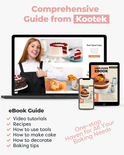 Kootek 71PCs Cake Decorating Kit, Baking Supplies Tools - Includes Cake Stand Turntable, 12 Icing Piping Tips Set, 2 Frosting Spatulas, 3 Scrapers, 50+2 Piping Bags, Coupler, Video Tutorial, Booklet