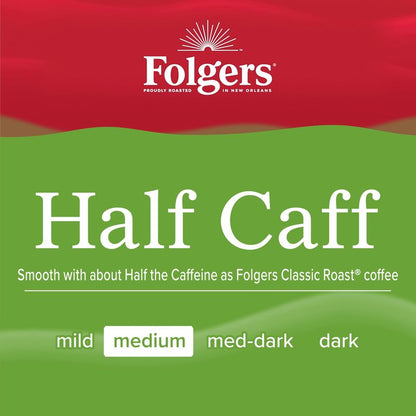 Folgers Half Caff Medium Roast Coffee, Keurig K-Cup Pods, 10 Count Boxes (Case of 6)