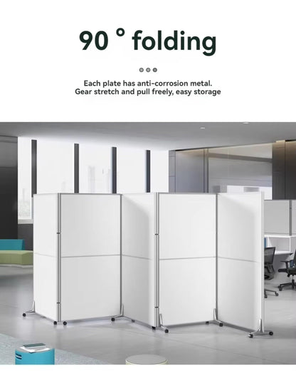 OUOQNUE Foldable Office Partition Divider with Wheels, Movable Privacy Screen Panel, Portable Room Divider Wall, Modular Workspace Separator for Office, Conference Home and Hospital White+Gray 10 Pcs