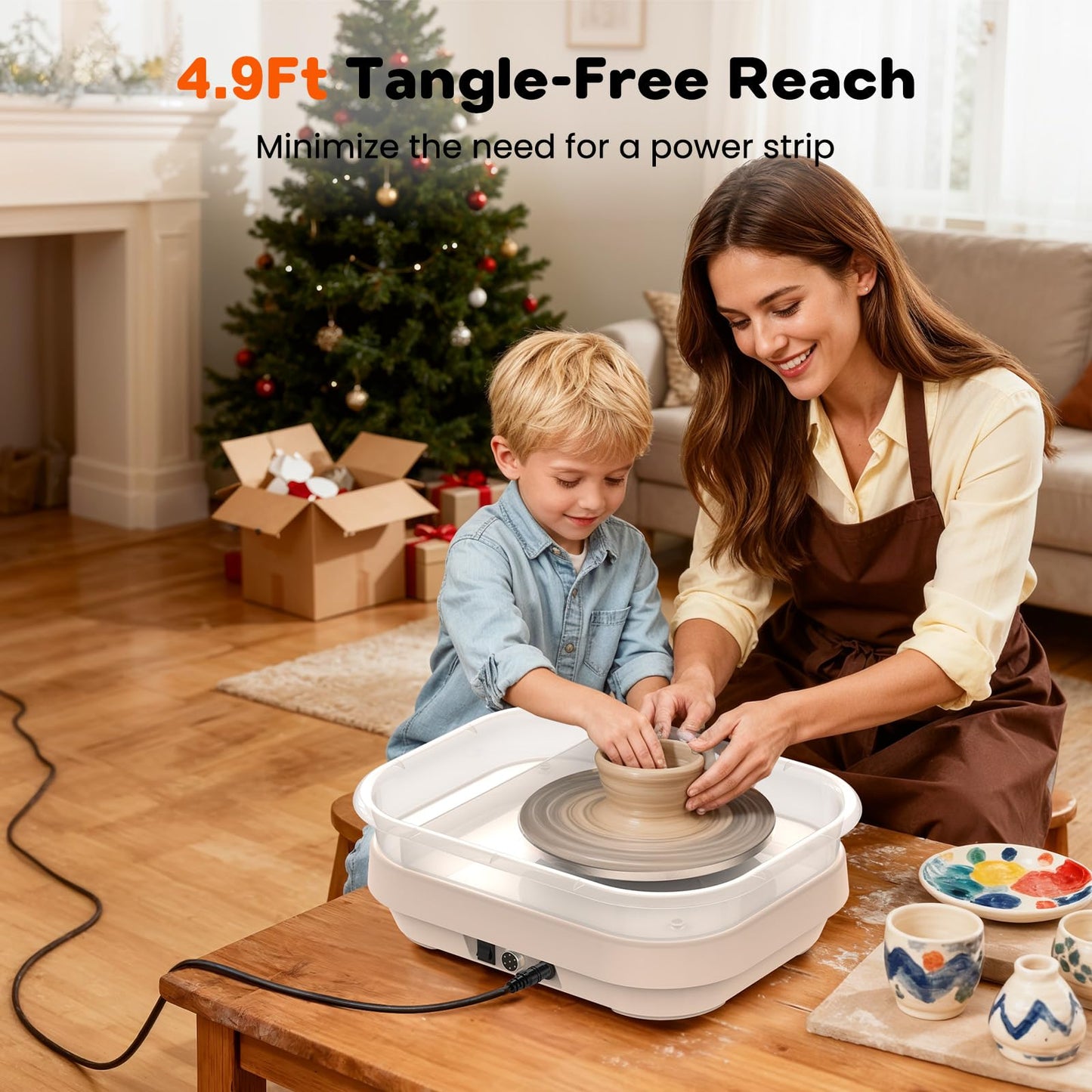 Alldeer Pottery Wheel for Adults, Kids, Teens, Beginner, Professional - 7" Turnable Eletric Clay Spinner with Adjustable Speed & Removable Tray, Ceramic Home Kit, DIY Set Gift for Artists & Hobbyists