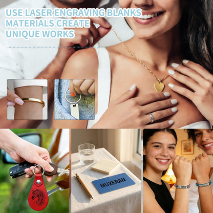 MUXERAN 168 Pcs Laser Engraving Materials bulk Include 66 Pcs Laser Engraving Supplies Include Necklace Bracelet Ring Keychain For Laser Engraver DIY Crafting Supplies