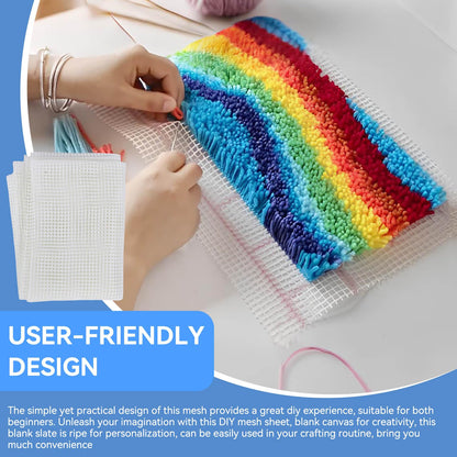 Tomedny Latch Hook Mesh, Blank Rug Hooking Mesh Latch Hook Canvas Carpet Rug Knitting Cloth Accessory Tools for Crafts Supplies Making Embroidery Decoration (Grid Cloth 150 * 100cm)