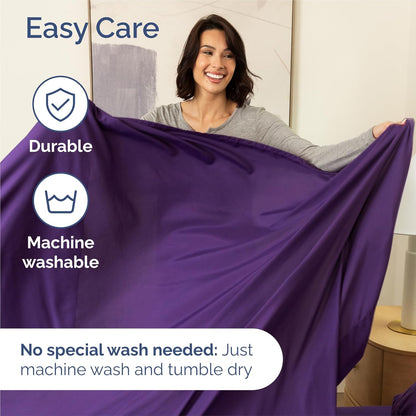 Split King Size 5-Piece Sheet Set - Comfy, Breathable & Cooling Hotel Luxury Bedding - Deep Pockets, Soft, Wrinkle-Free - Oeko-Tex Certified - Purple