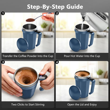 18 oz Self Stirring Coffee Mug with Temperature Display, Rechargeable Self Stirring Mug with Lid, Automatic Self