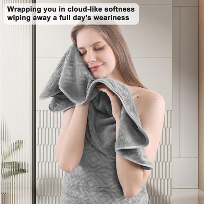 12 Set Set Hotel-4 4 4 Jarson Pieces Bath Towel Soft, Dark Grey - Quick Dry Family Towels for Bath, Highly Absorbent