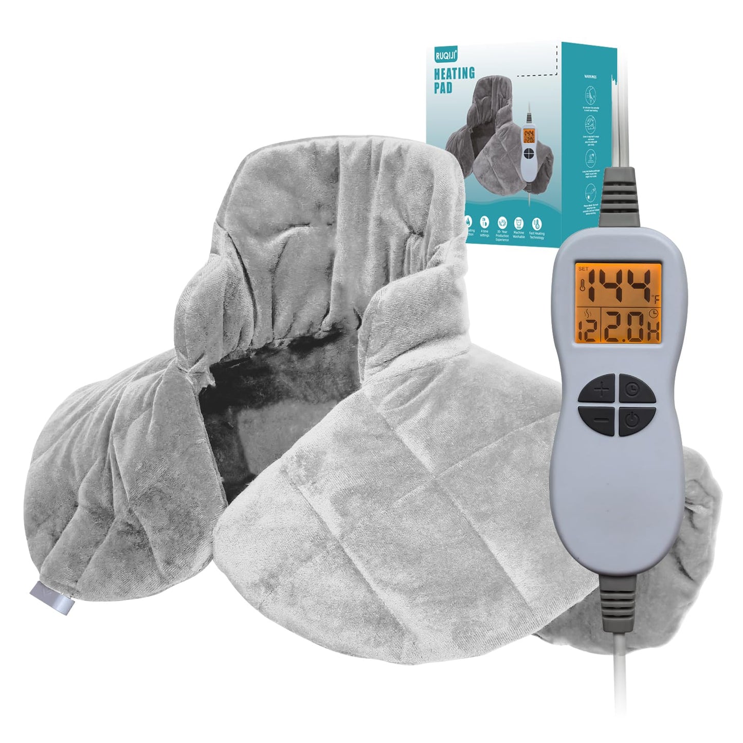 Ruqiji 17''x33'' XXXL King Size Heating Pad with 120 Minutes Auto Shut Off&6 Temperature Settings, Flannel Electric Heating Pad/Pain Relief for Back/Neck/Shoulders/Menstrual Pain/Leg Cramp (Dark Blue)