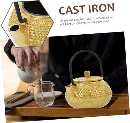 Cast Iron Teapot Tea Set, Whistling Kettle for Stovetop, Dollhouse Decoration Accessories, Mini Iron Kettle