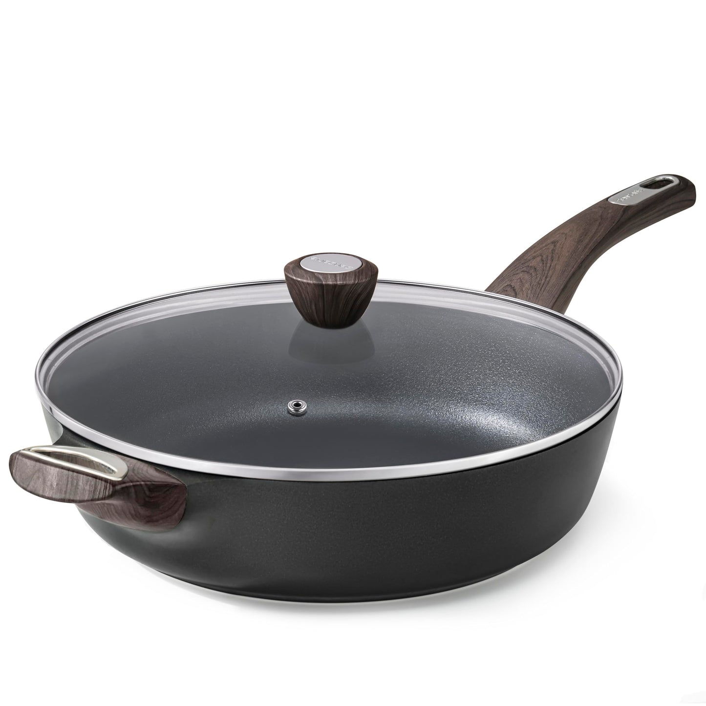 SENSARTE Nonstick Frying Pan Skillet with Lid, 13.3 Inch Large Deep Frying Pan, 6 Qt Non Stick Saute Pan with Cover, Induction Pan, Healthy Non Toxic Cooking Pan with Helper Handle, PFOA PFOS Free
