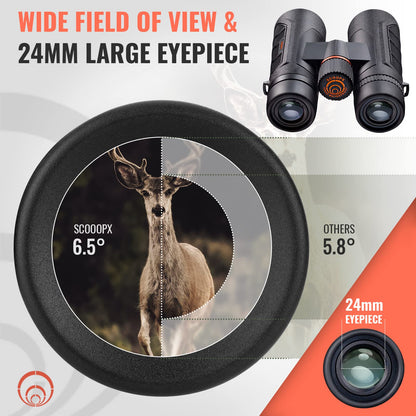 10x42 Ultra HD Binoculars with Phone Adapter and Harness - 24mm Large View Eyepiece, Edge-to-Edge Sharpness, 6.5° Wide Angle Field of View - Lightweight Waterproof Binoculars for Bird Watching Huntin1