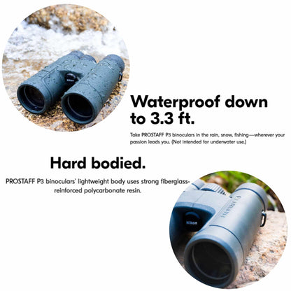 PROSTAFF P7 10x30 (16771) Black Binoculars Bundle with Lens Pen and Cleaning Cloth, Compact Binoculars for Adults for Hunting, Bird Watching, and Hiking Essentials, Zoom