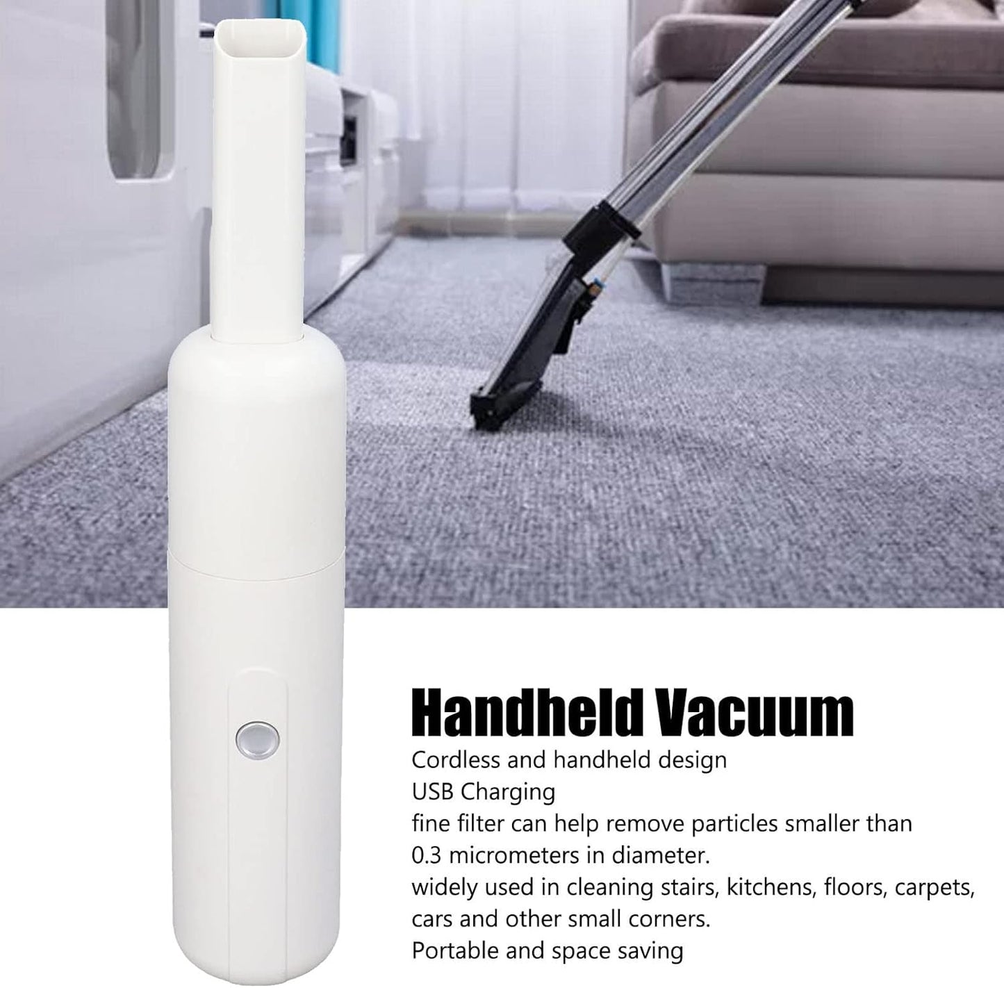 Mini Vacuum Cleaner, 7W Powerful Suction Cordless Rechargeable Handheld Vacuum for Car Carpet Flooring