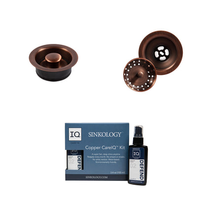 Sinkology Orwell 23-Inch Handcrafted Copper Undermount Kitchen Sink - Single Bowl Deep Sink with Sound Dampening, Complete Kit with Bottom Grid, Dual Drains and CareIQ, Fits 26-Inch Cabinet