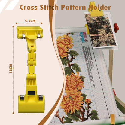 Wooden Cross Stitch Frame & Embroidery Stand with Adjustable Multi-Function Clip, Lap or Table Holder for Needlepoint, Quilting, Craft Supplies