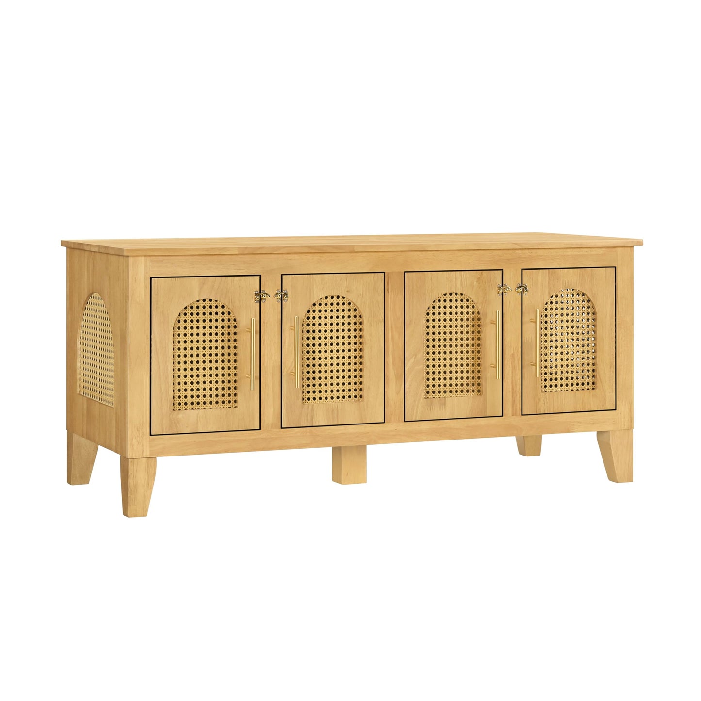 Christopher Knight Home Concun Large Dog Crate Furniture with Breathable Rattan Doors, Rubber Wood Kennel Indoor, Heavy Duty Dog Crate, Multifunctional 2-in-1 Living Room Storage Cabinet, Natural