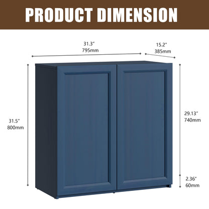 FENSULN Modern Sideboard Accent 2 in 1 Buffet Storage Cabinet Display Buffet Cabinet Credenza with Adjustable Shelves for Dinging Room Living Room Entryway Coffee Bar,Blue