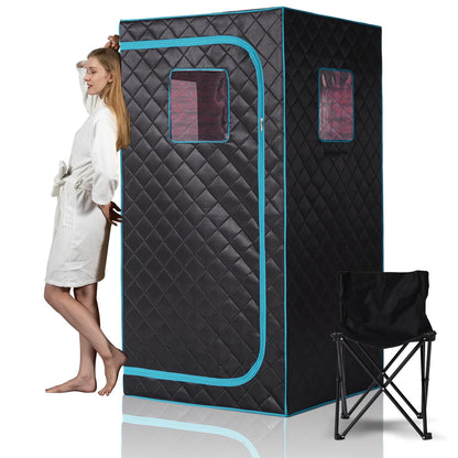 Smartmak Portable Infrared Sauna Box with 660nm Red Light Therapy Lamp for Home, Personal Indoor Full Body Dry Sauna Spa Tent, Relax Saunas with 6 Heaters, Heated Foot Pad, Remote, Chair, Blackgreen