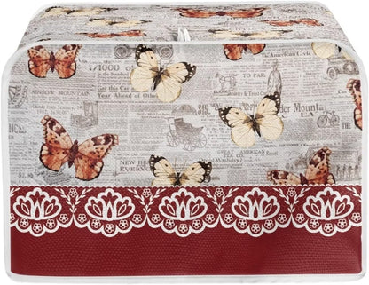chaqlin 4 Slice Toaster with Cover, Wide Slot, Machine Washable Small Appliance Covers, Newspaper Butterfly Print