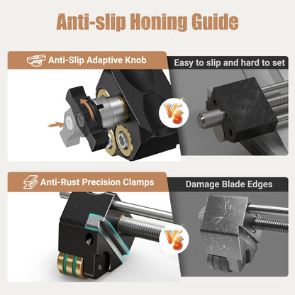 HONGDUI HD34 Honing Guide, Chisel Sharpening Jig for Chisels and Planes (0.1"-3.2") with 4 Brass Rollers & Storage Case, Professional Chisel Woodworking Tool