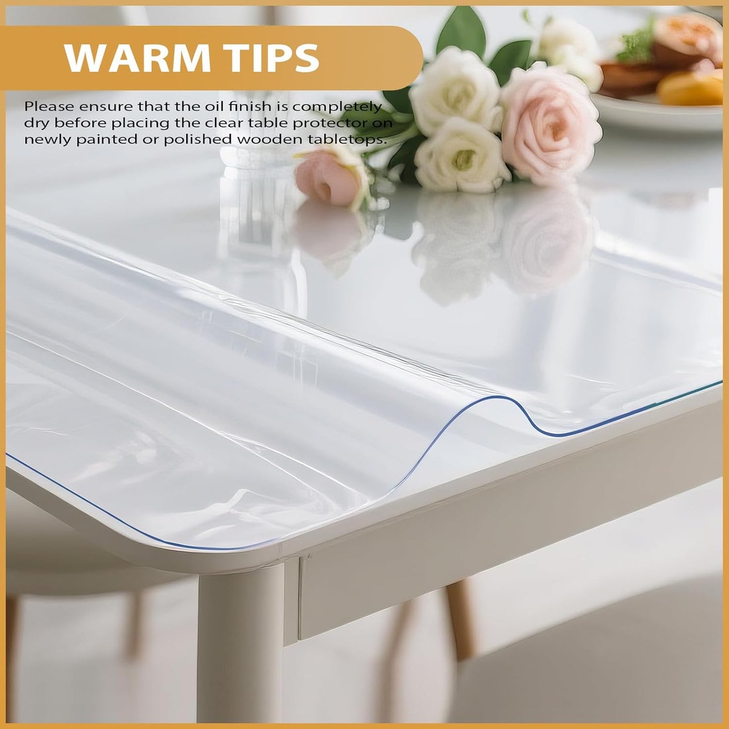 12 14 Inch, 1.4mm Clear Table Protector x Thick Waterproof PVC Plastic Table Cover, Durable Table Pad for Dining Room