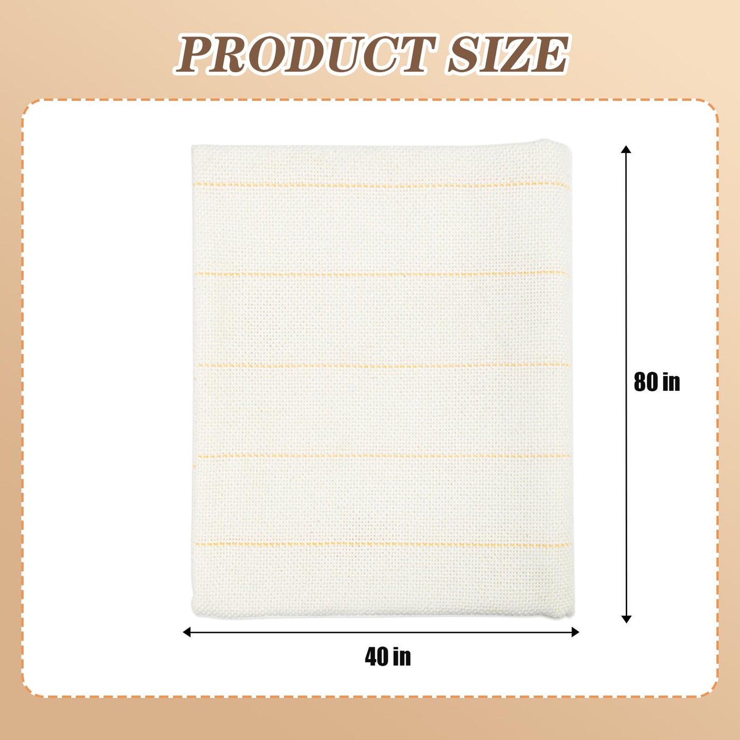 80" x 40" Overlocking Monks Cloth for Punch Needle Rug Tufting Fabric with Marked Lines, Punch Needle Fabric for Gun Rug Tufting and Embroidery,White Punch Needle & Tufting Cloth
