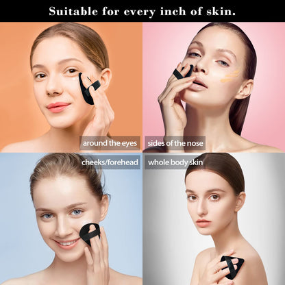 8Pcs of Triangular Powder Puff Makeup Sponges, Made of Super-soft Velvet, Designed for Contouring, Eye, and Corner, Beauty Blender Foundation Mixing Container.(Black)