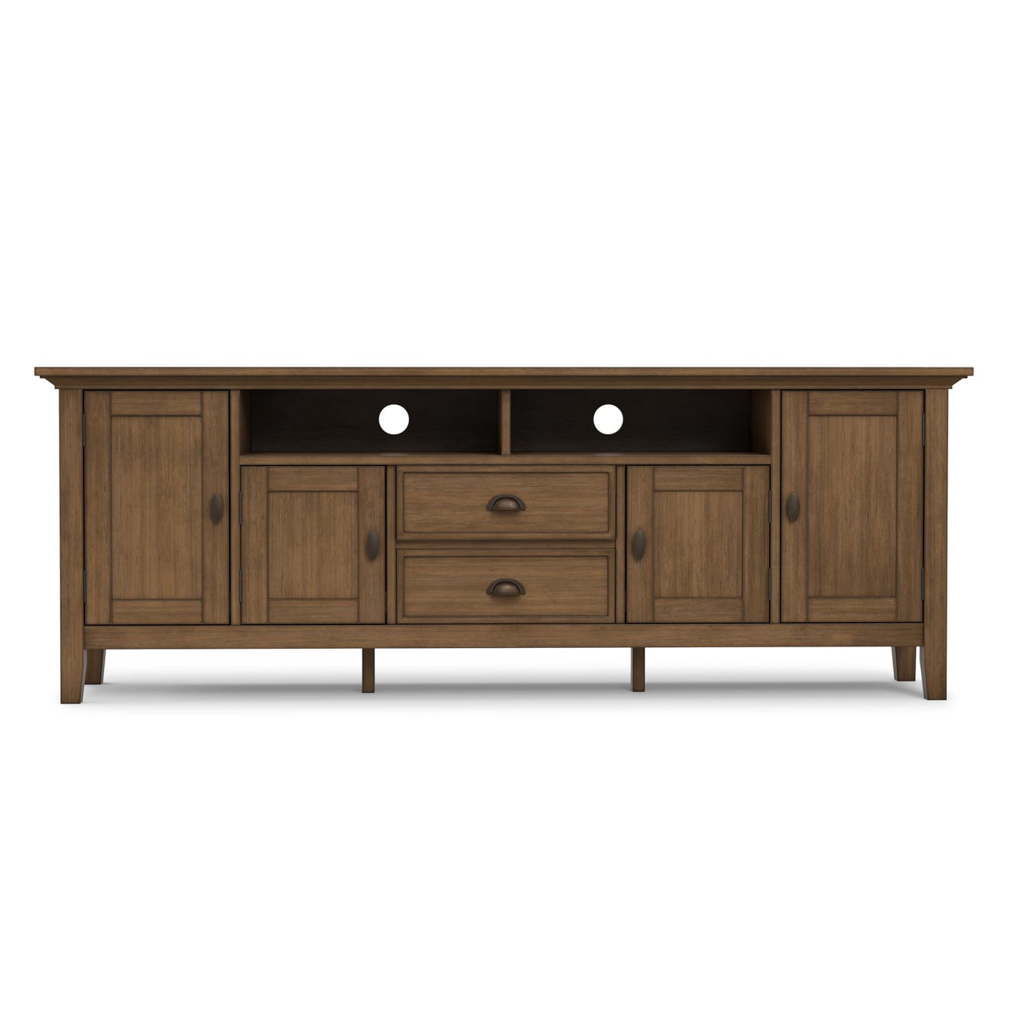 SIMPLIHOME Redmond TV Stand - 72 inch Wide Solid Wood Media Console in Rustic Natural Aged Brown, Transitional Entertainment Center for Living Room for TVs up to 80 Inches with Cable Management