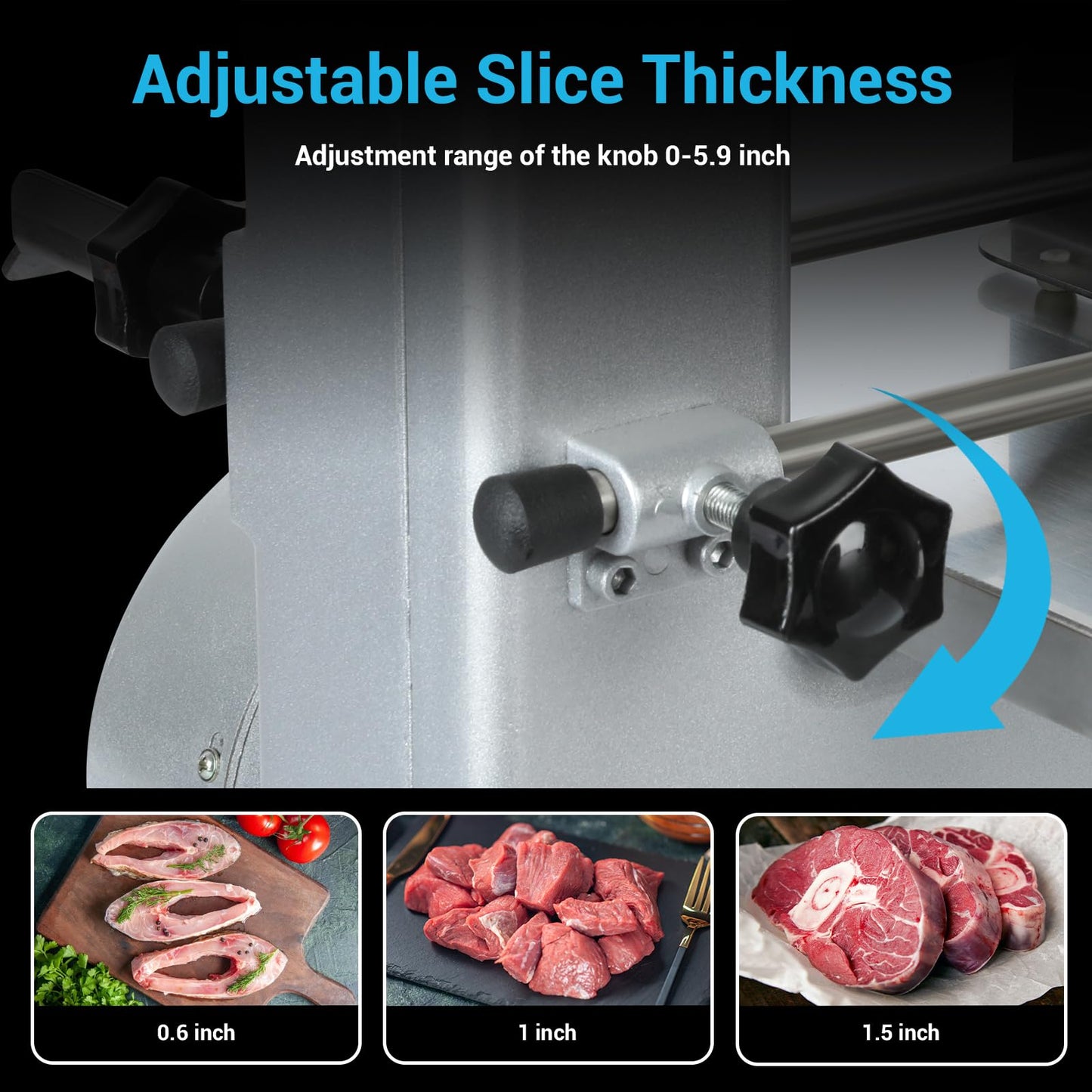 Commercial Electric Meat Bone Saw Machine, Kitchen Frozen Food Processor, Adjustable Thickness 0.6-5.9”, Butcher Band Saw with 20x15” Work Table for Chicken Fish Beef Bread