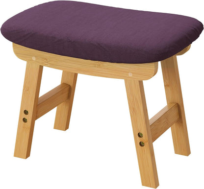 viewcare Pruple Foot Stools Ottoman, Purple Small Soft Footrest Ottoman with Wood Legs, Sofa Footrest Extra Seating