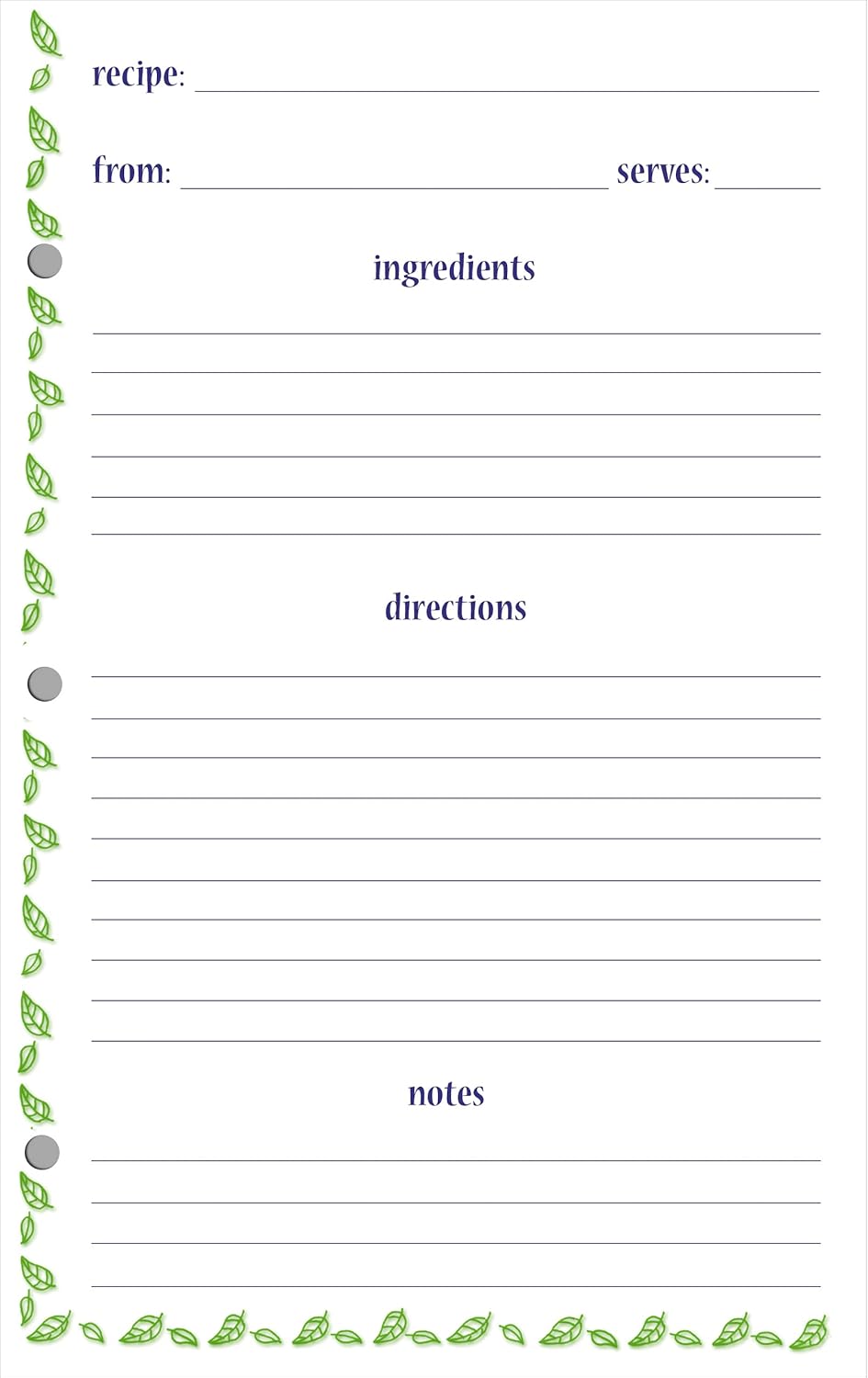 Meadowsweet Kitchens Lined Recipe Page Refill Pack for Favorite Family Recipes Journal, Grandma's Kitchen Design