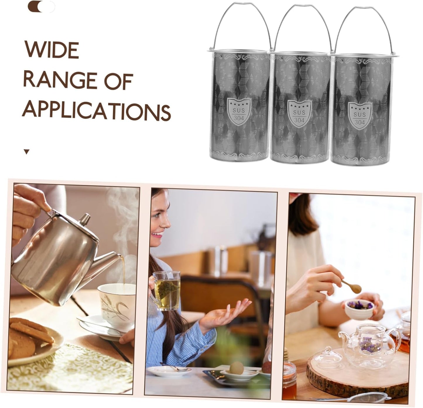 3pcs Stainless Steel Tea Leak Diffusers, Mesh Strainer Replacement for Teapot, Kettle, Coffee Strainer