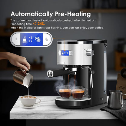 COWSAR Commercial Espresso Machine 20 Bar, Compact Espresso Maker with Milk Frother Steam Wand, Expresso Coffee Machines with 45 OZ Removable Water Tank for Cappuccino, Latte, Home