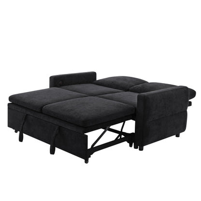Eafurn 3 in 1 Convertible Sofa Bed Pull Out Sleeper Couch Bed - Modern Futon Loveseat Sleeper Sofa with Adjustable Reclining Backrest & USB Ports for Living Room, Chenille Fabric
