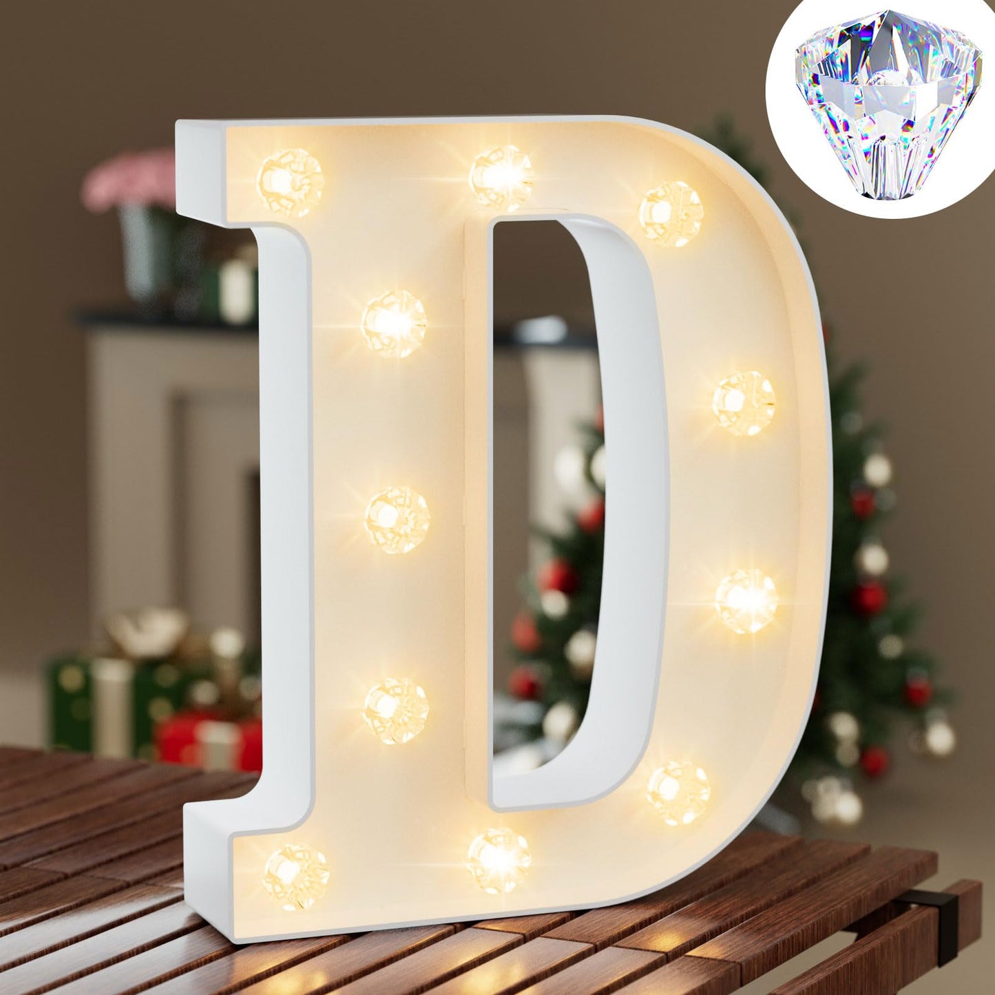 Light Up Letters, LED Letter Lights 26 Alphabet, Diamond Bulb Marquee Light Up Letters, Lighted Letter Sign Night Light for Home Party Wedding Birthday Graduation Decor-D