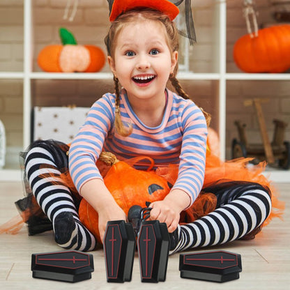 ULDIGI 10pcs Halloween Coffin Box Halloween fake coffin treat boxes with Lid Black Mini Casket for Candy Jewelry Party Favors Kids Spooky Decorations