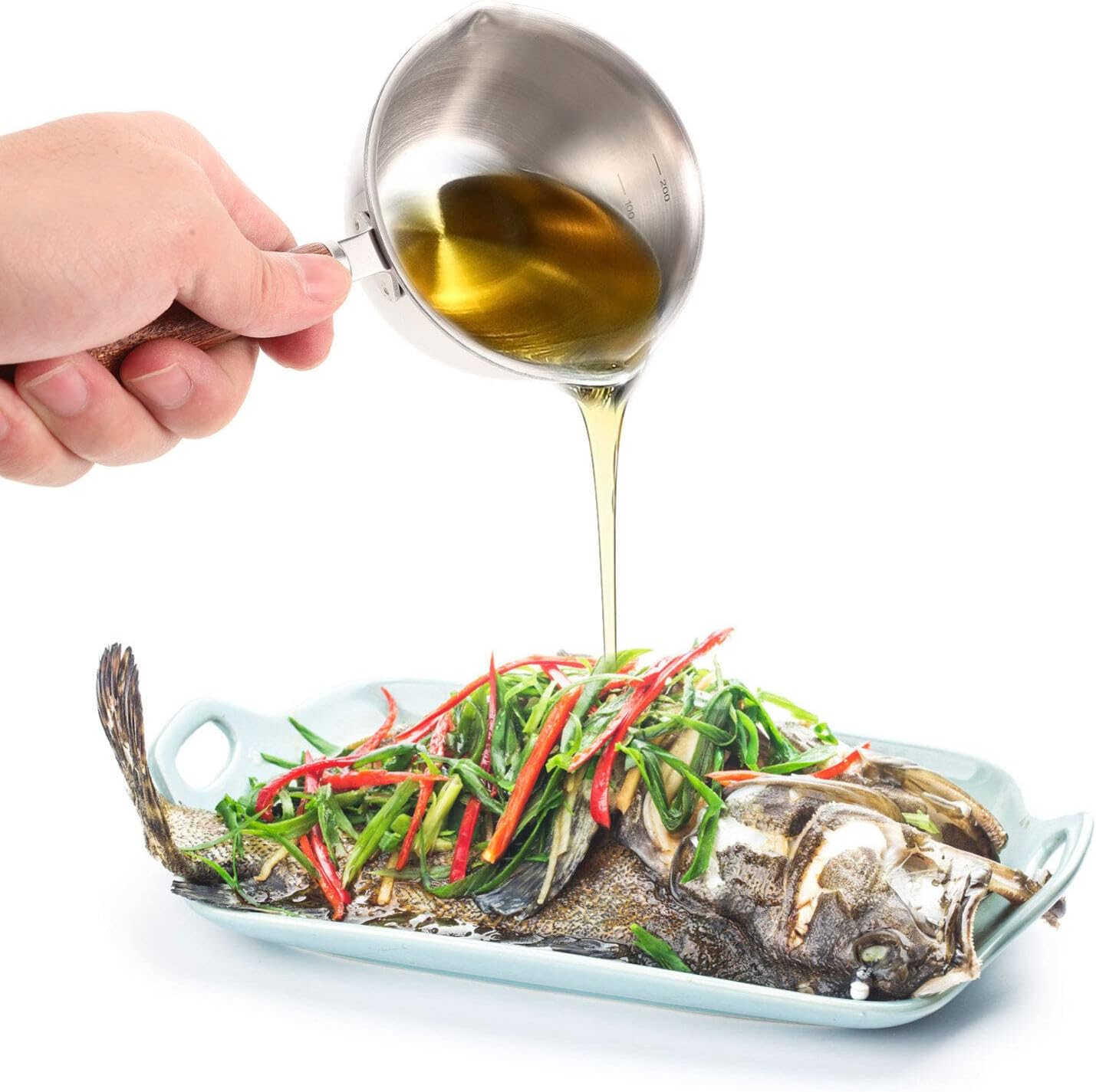 Mini Milk Warmer Pot, Small Sauce Pan, Stainless Steel Pot for Cheese Melt, Butter with Wood Handle