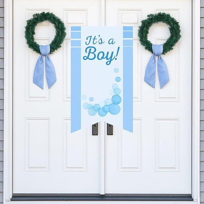 Blue Striped Wreath Ribbon Set by [Brand Name] - 2 Pack, 5.12" Wide x 54.33" Each | Perfect for Baby Boy Shower Decorations