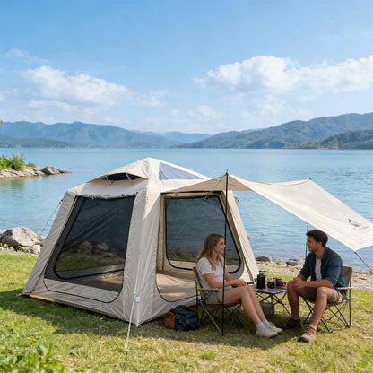 Romantic Camp Inflatable Tents for Camping, Family Waterproof Windproof Hot Large Inflatable Tent, Portable 5-7 Person Blow Up Air Tent