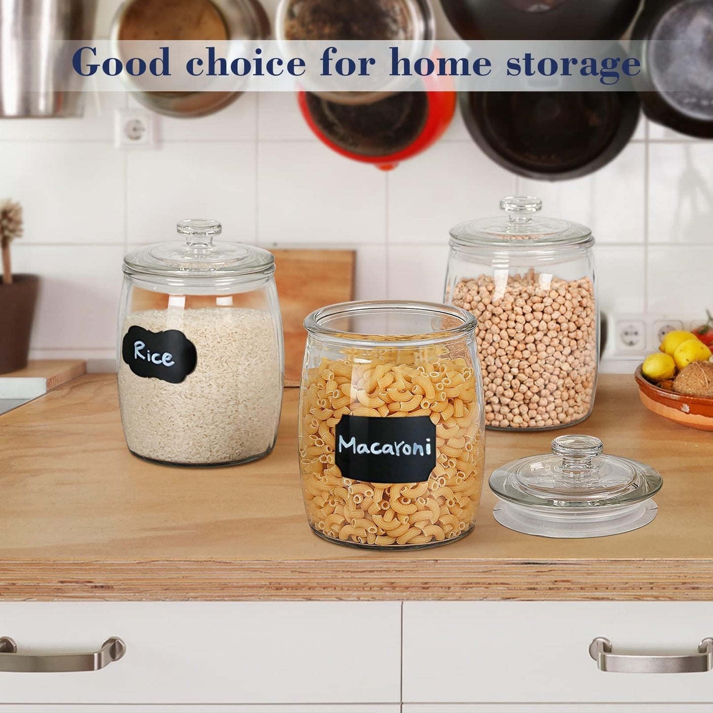 Ritayedet Half Gallon Glass Jars with Lid, Wide Mouth Cookie Jars Set of 2, Apothecary Jar for Candy, Glass Canisters for Kitchen Storage and Laundry Organization