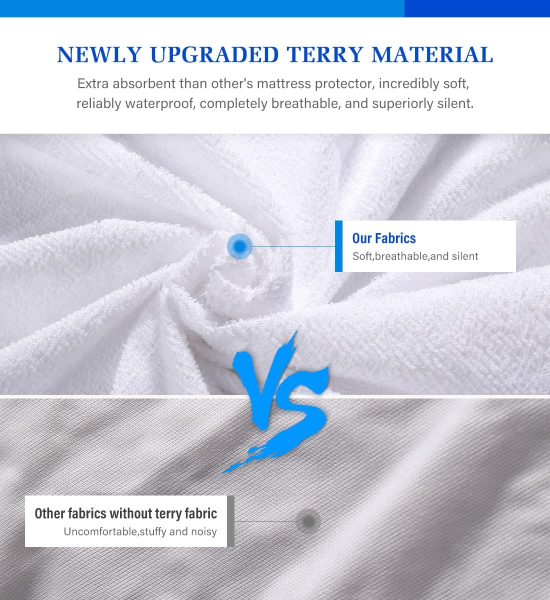King Mattress Protector, Waterproof Mattress Pad Cover, Soft Breathable Cotton Terry for Pets Kids Adults