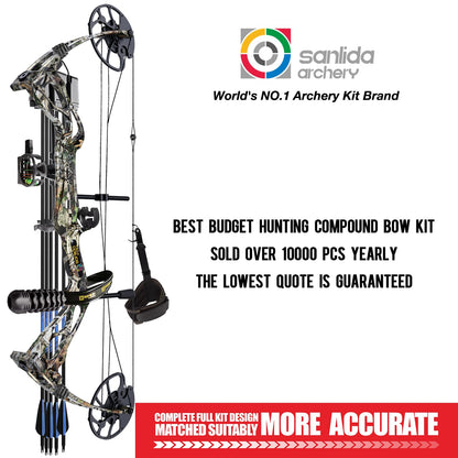 Sanlida Archery Dragon X8 RTH Compound Bow Package for Adults and Teens,18”-31” Draw Length,0-70 Lbs Draw Weight,up to IBO 310 fps,No Bow Press Needed,Limited Life-time Warranty,RH Only