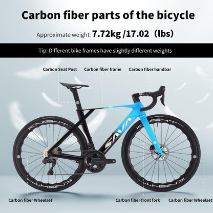 SAVADECK SLR8-Ultegra Full Carbon Road Bike with Shimano 105 R8170 24S Set for Adults, (Wave Pattern(W45), Red, 54cm)