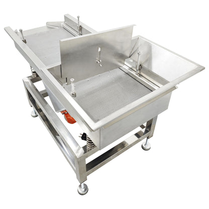 TECHTONGDA Straight Vibrating Sieve Screen Shaker Electric Linear Sifter Machine Stainless Steel One Layer Two Motors 2mm Round Hole Screen Size 11.8×31.5inch 110V